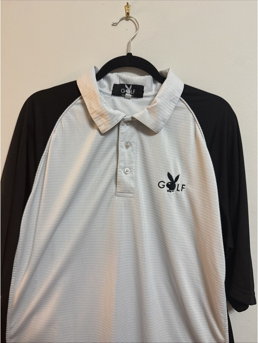 Vintage Y2K Playboy Golf Two-Tone Polo Shirt Black White 2XL